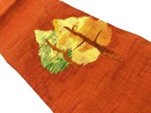 リサイクル　手織り真綿紬樹木模様織出し名古屋帯